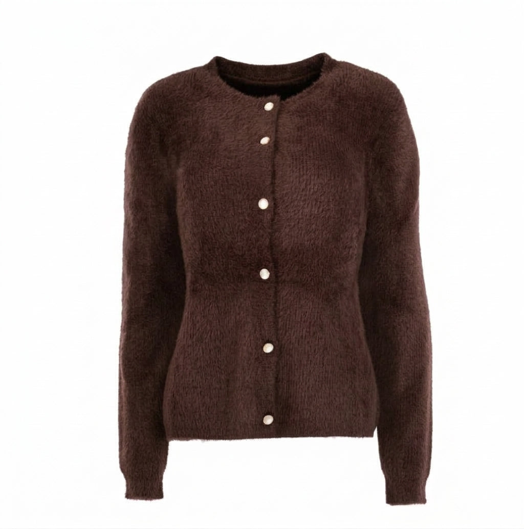 NED Dutch Fashion DELTA Rundhals-Strick-Cardigan – Knopfleiste Damen-Cardigan für Herbst & Winter
