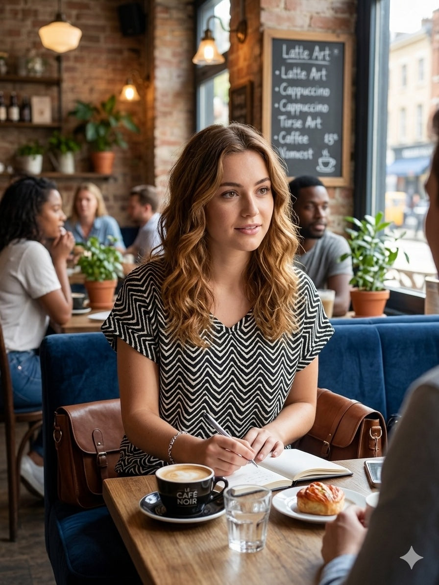 Shirt gemustert Dutch Fashion Design Viscose schwarz weiß