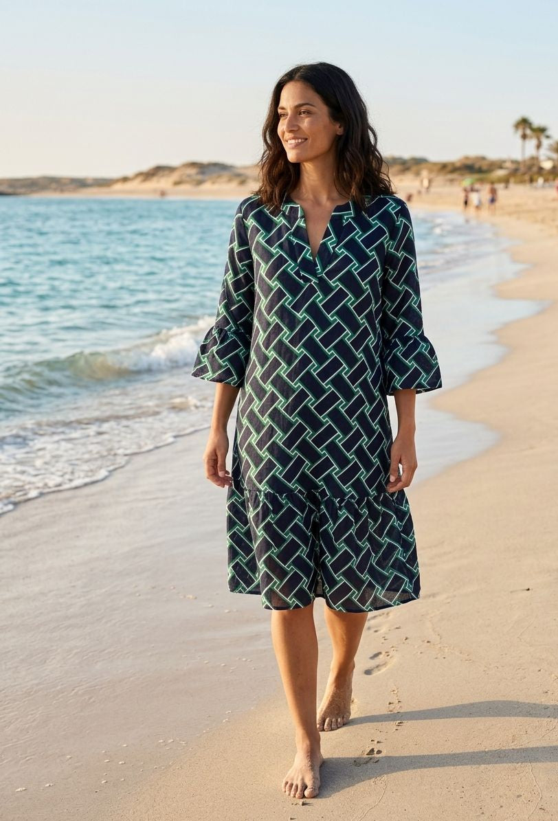 Leichtes Sommerkleid aus 100 % Viskose mit 3/4-Arm – Luftig, feminin & stilvoll Dutch Fashion