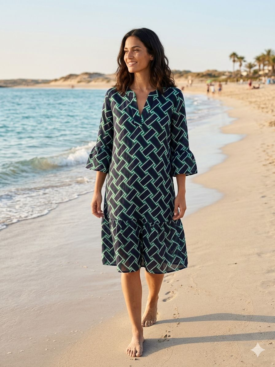 Leichtes Sommerkleid aus 100 % Viskose mit 3/4-Arm – Luftig, feminin & stilvoll NED Dutch Fashion