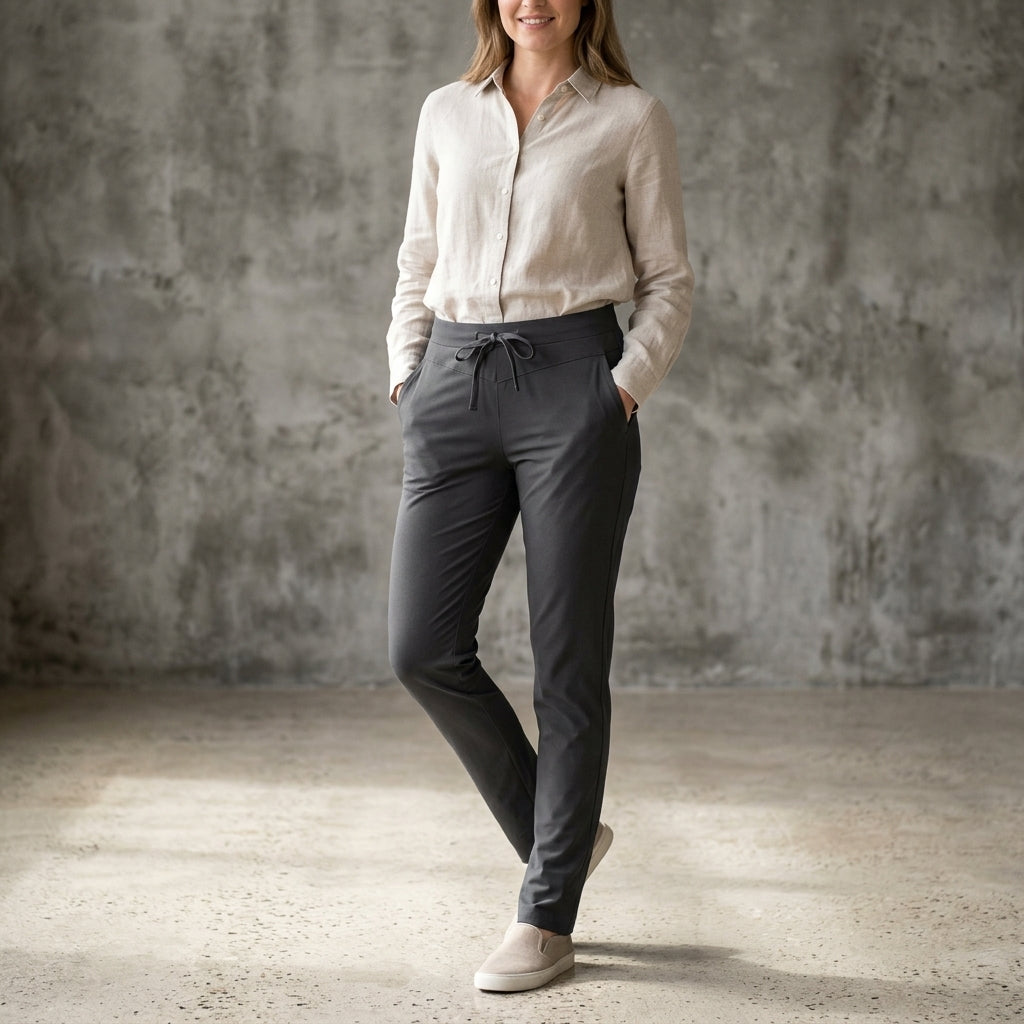 Enjoy Damen Travel Stretch Schlupfhose mit elastischem Bund, grau