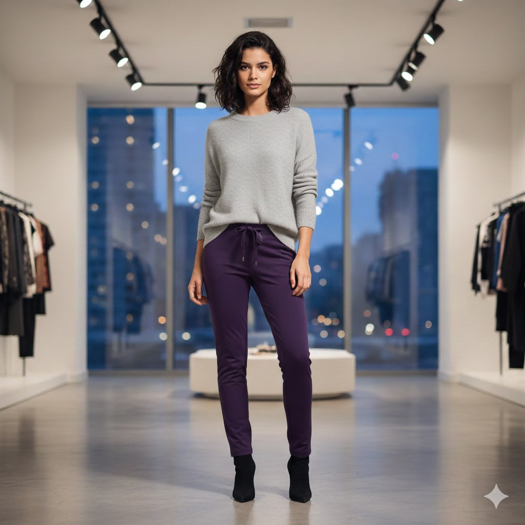 Enjoy Damen Travel Stetch Schlupfhose mit elastischem Bund, lila