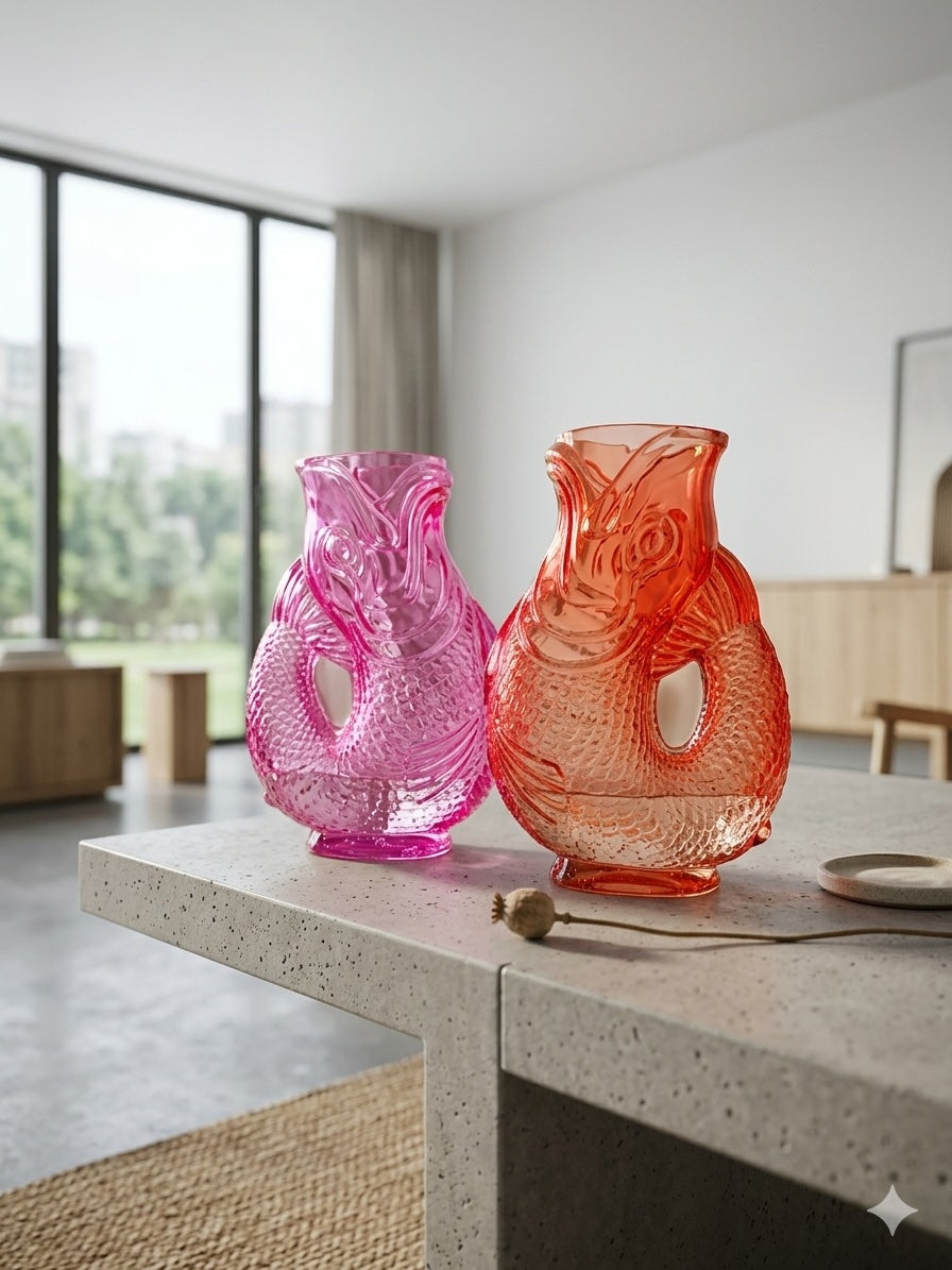 Moderne Fischvase aus Glas – Dekorative Glasvase in 2 Farben erhältlich