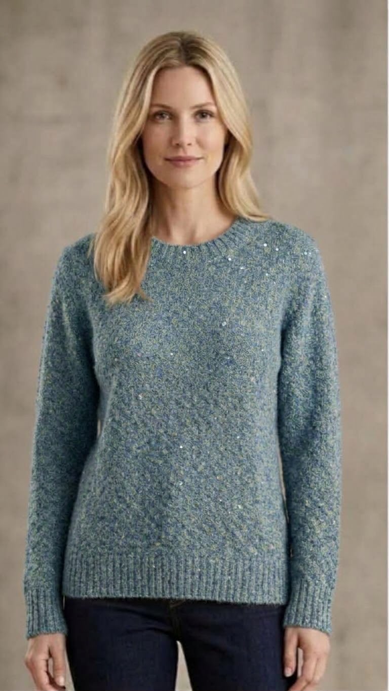 Eleganter Damenpullover mit Pailletten – Hochwertiger Strickpullover mit Wollanteil und edlem Glanz NED Dutch Fashion