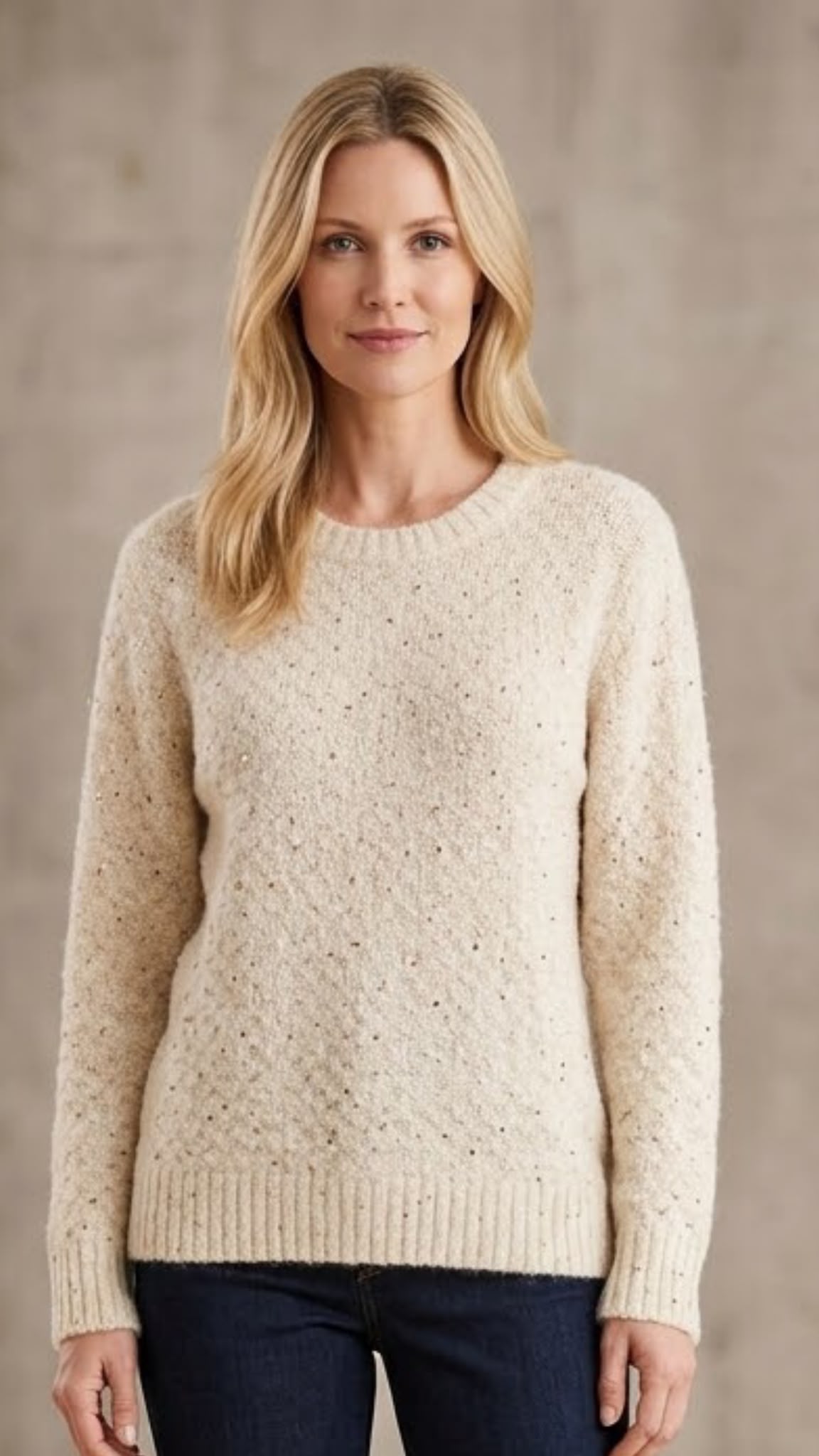 Eleganter Damenpullover mit Pailletten – Hochwertiger Strickpullover mit Wollanteil und edlem Glanz NED Dutch Fashion