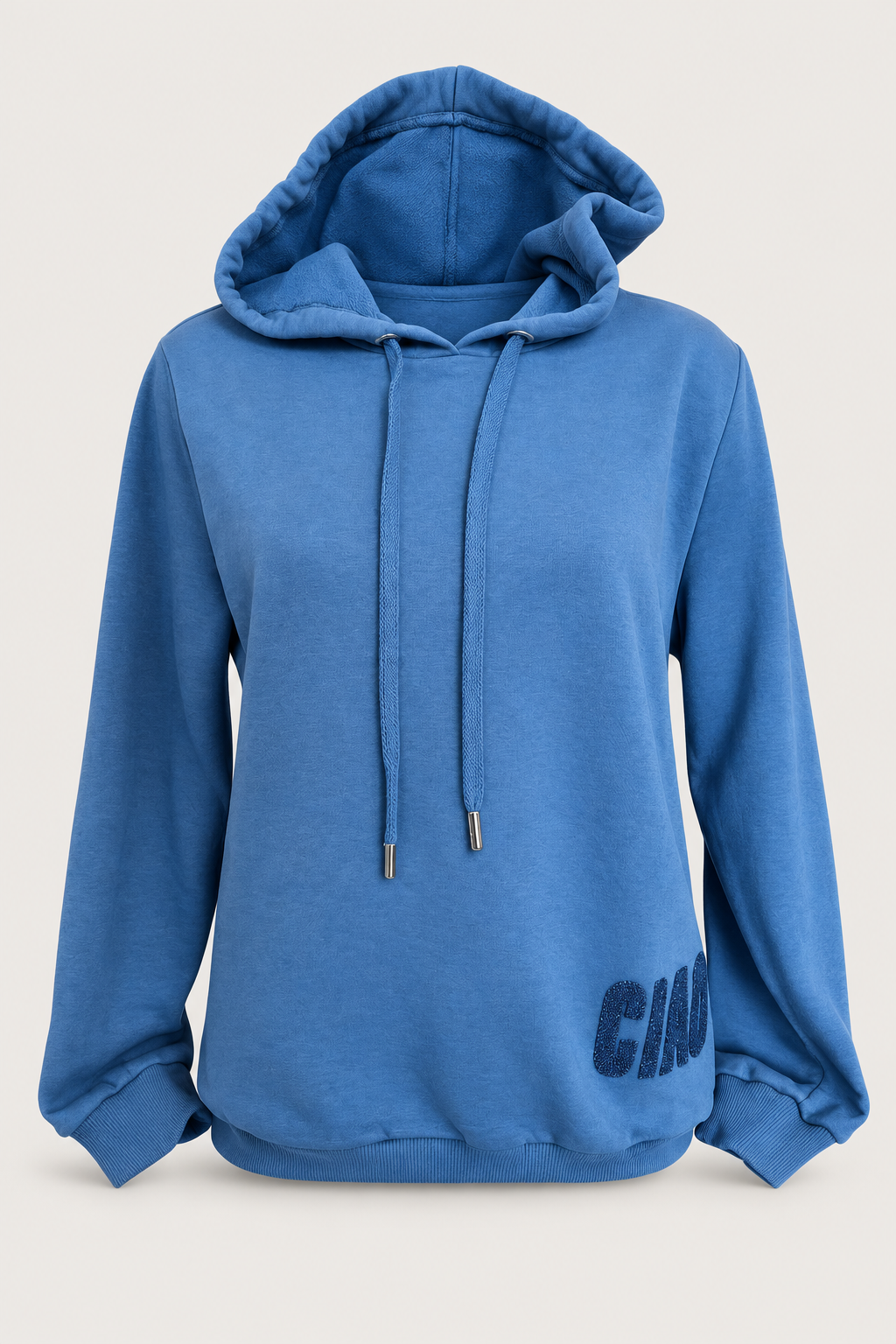 CIAO Hoodie in Denim Blau – Vorderansicht