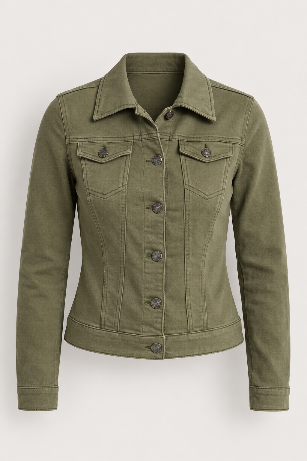 Enjoy Damen Sweat-Jeansjacke – Grün – Vorderansicht #Farbe_Grün