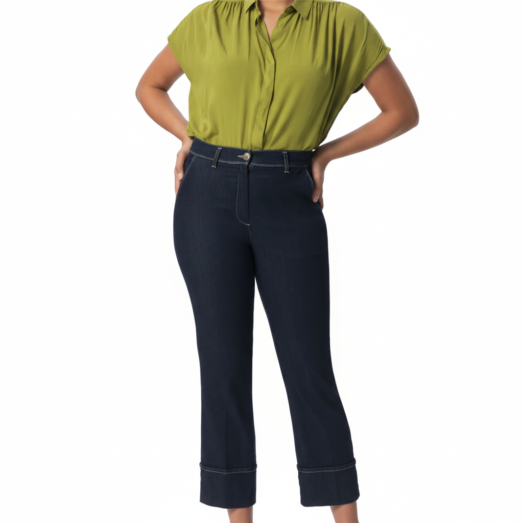 IBER Kimmy 7/8 tel  Stretch Jeans blue Denim mit Umschlag